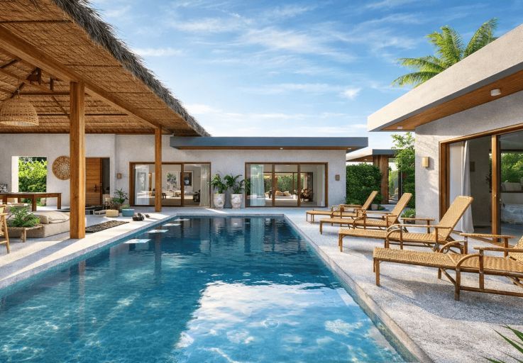 Bali Style 3 Bed Beachfront Pool Villa in Hua Thanon